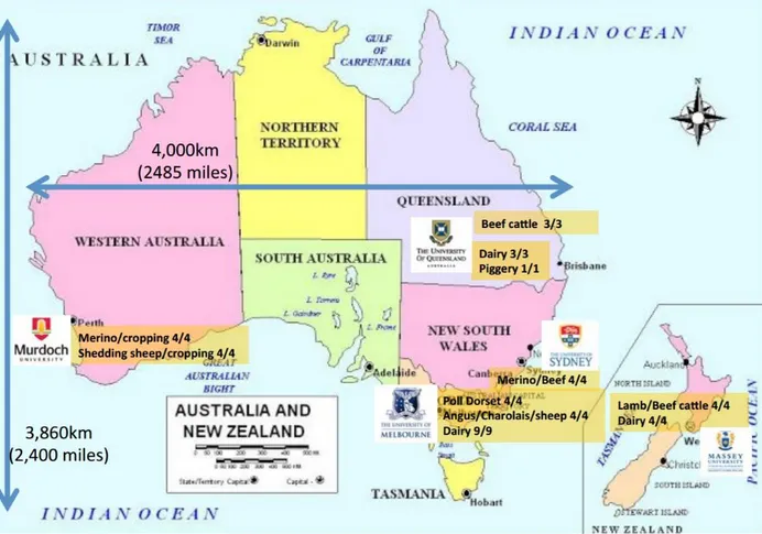Figura 1.3: siti partecipanti al progetto australiano [BAR15].