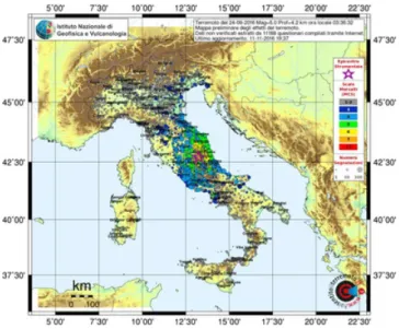 Figura 2.5: ShakeMap dai questionari del web - INGV [25]