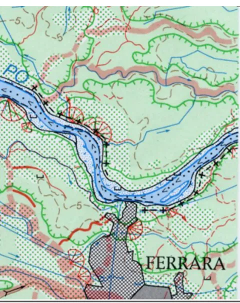 Figura 1- Unità morfologiche dell’area di pianura nell’intorno dell’area  studiata (Catiglioni et al