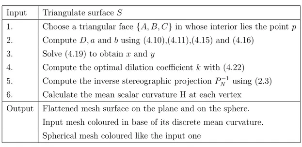 Table 4.1: Flattening algorithm Input Triangulate surface S
