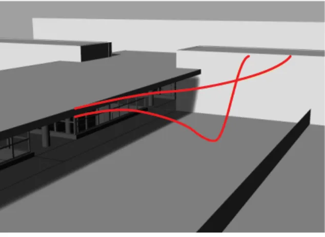 Figure 11.  Lines in plan, elevation and 3d follow  exitent geometry and orientation considerations.