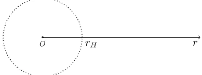 Figura 1.1: Si riporta lo schema per la coordinata radiale r di Schwarzschild.