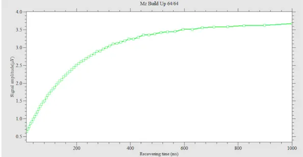 Figure 2.15: Longitudinal magnetization built up after a T 1 Saturation Recovery. The following parameters, besides those already described, need to be adjusted (Fig