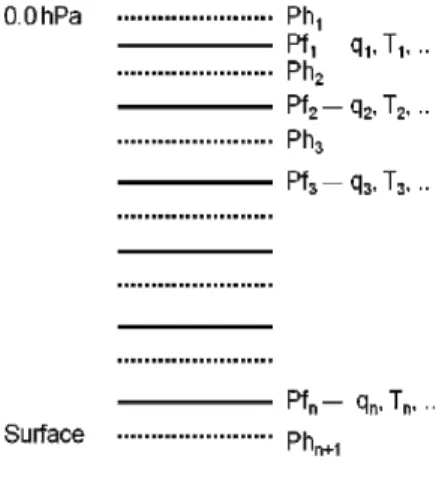 Figura 2.5: I livelli di pressione full pressure e half pressure usati in RTTOV- RTTOV-SCATT.