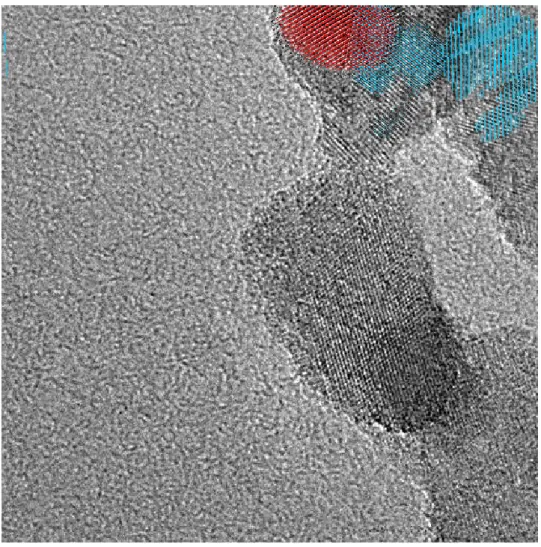 Figura 3.11: In questa mappa, il rutilo è rappresentato in rosso, l’anatasio celeste.