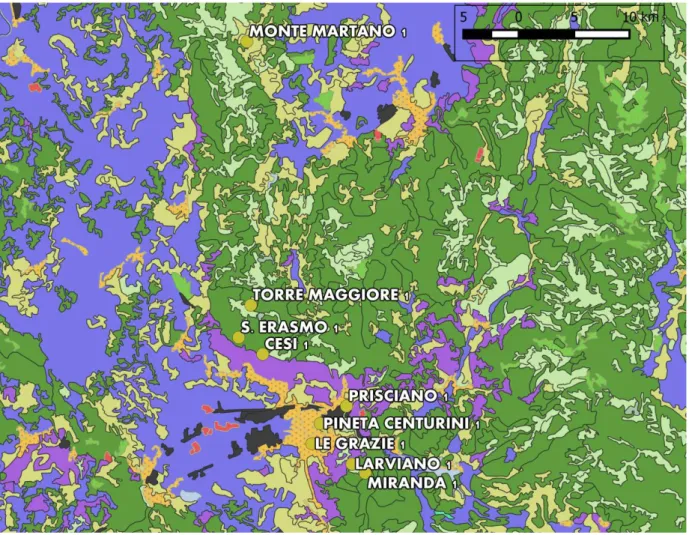 Figura 3.3: carta dell’uso del suolo del’area di interesse (da cartografia della Regione Umbria) 