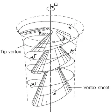 Fig. 2.3.3: sviluppo reale della scia vorticosa nel volo in hovering 