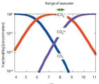 Figure 5. The distribution of carbonate species. Extract by Zeebe et all,2005 