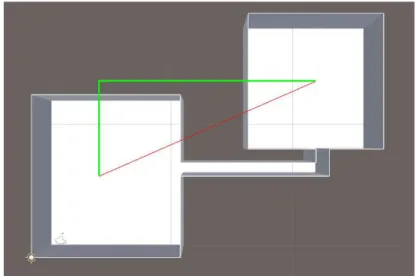 Figura 9. Due stanze collegate correttamente con un corridoio a 2 segmenti. 