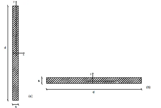 Fig. 3.11 (a) sezione del setto disposto lungo y; (b) sezione del setto disposto lungo x