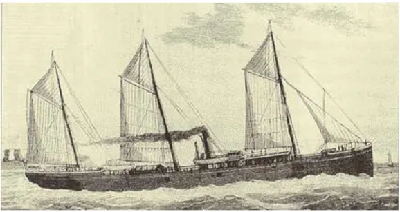 Figura 3.1: Anno 1876, “Le Frigorique” il primo battello a compiere la traversata dall’Argentina  alla Francia con un carico di carne a bordo (plongeecsr.asso)