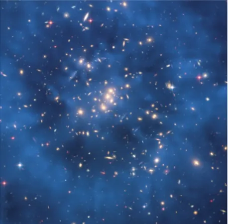 Figura 2.1 Simulazione presenza materia oscura in un cluster di galassie