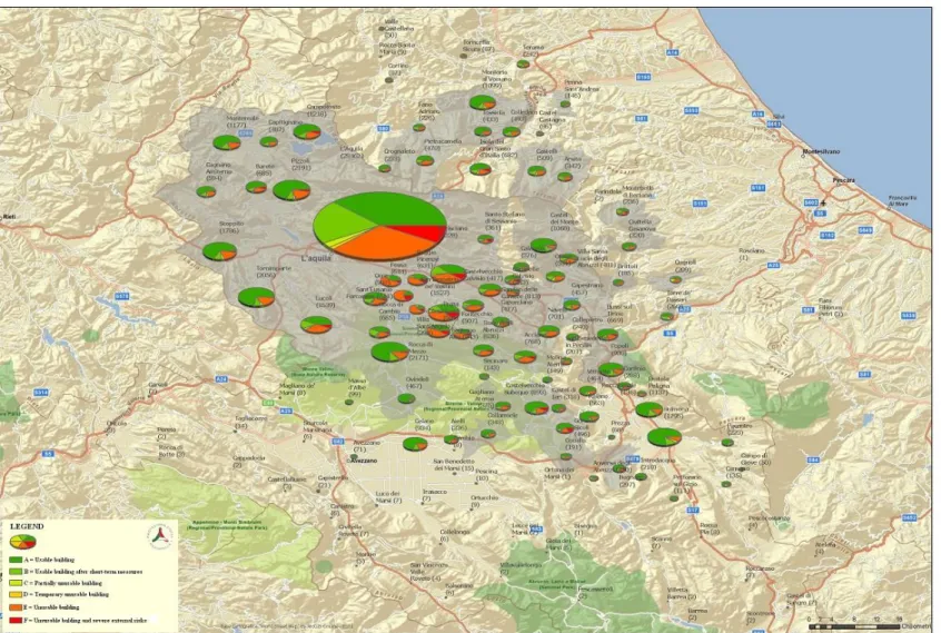 Figure 1: Map of classified damages according to the AeDES classification system.