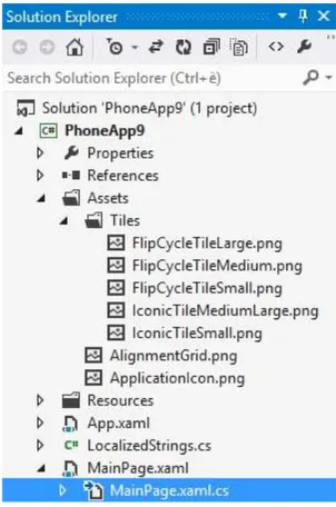 Figura 3.1: Struttura di un progetto Windows Phone. 