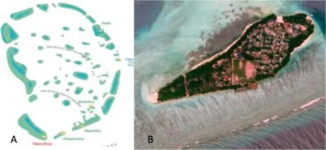 Fig 3.2 (A) Faafu atoll and (B) Magoodhoo 