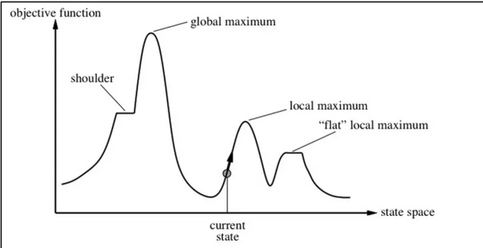 Figura 1.4 Panorama dello spazio degli stati monodimensionale, in cui l'altezza  corrisponde alla funzione obiettivo fonte: 