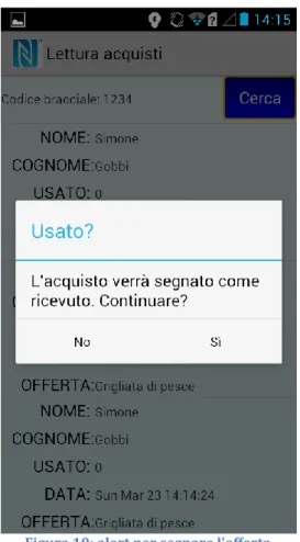 Figura 10: alert per segnare l'offerta 