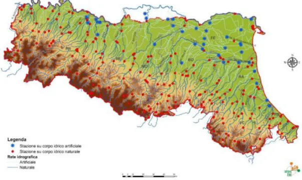 Figura 2.10: Rete di monitoraggio dello stato ambientale delle acque  superficiali (fonte: Arpa) 