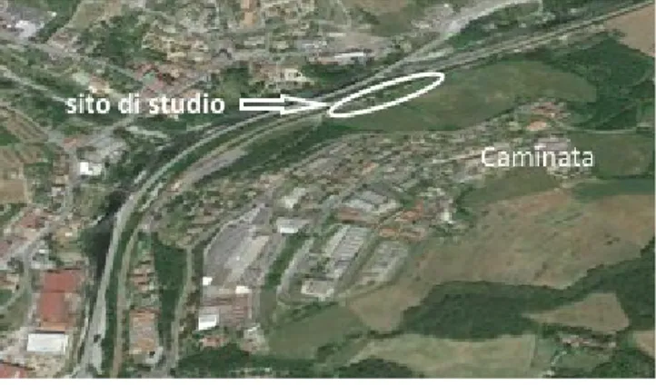 Fig. 4: Foto satellitare dell'area comprendente il sito di indagine (Fonte: Google Earth).