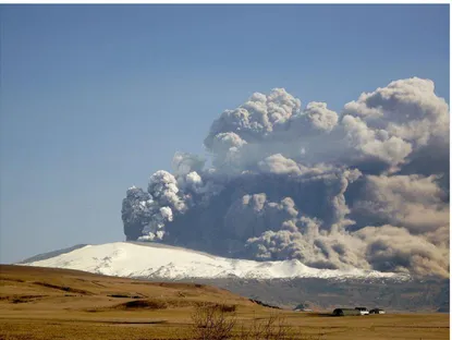 Figure 1.6: Volcanic ash being erupted by Eyjafjallajökull (Iceland) in April 2010.  