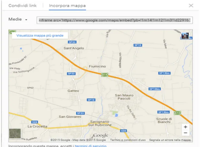 Figura 2.2.7.1: Come incorporare una mappa da Google maps 