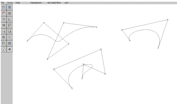 Figura 1.1: Esempi di curve di B´ ezier