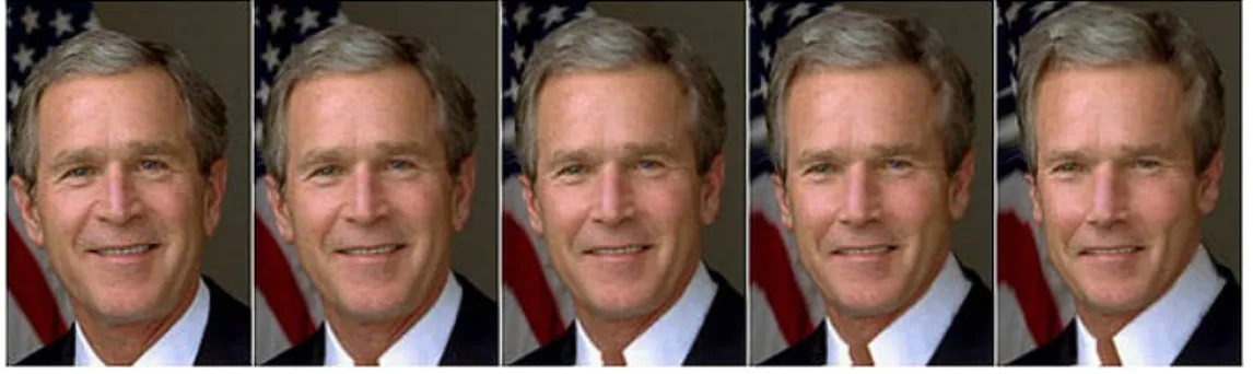 Figura  2.17:  Warping  che  deforma  il  viso  si  Bush  per  assomigliare  a  quello  di  Schwarzenegger 