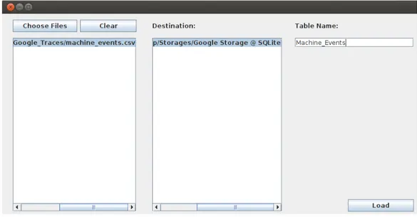 Figura 2.3: Caricamento del file machine events.csv nella tabella chiamata Machine Events del contenitore dati Google Storage.
