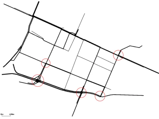 Figura 4.11: Secondo scenario: una piccola porzione della rete stradale di Bologna