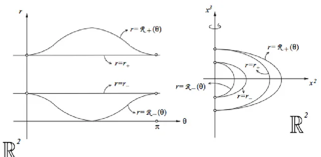Figure 3.1: These graphics represent the behaviour of the horizons in the submanifold ( φ = π2