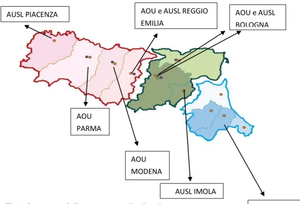 Fig 1.3- mappa delle strutture in Emilia- Romagna  
