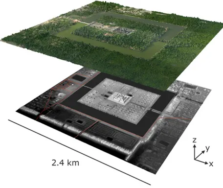 Figura 1.4: Ricostruzione del profilo altimetrico della città di Angkor realizzata dai dati raccolti con un LiDAR