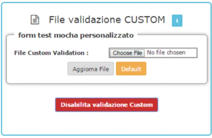 Figura 3.7: Form setup file validazione custom