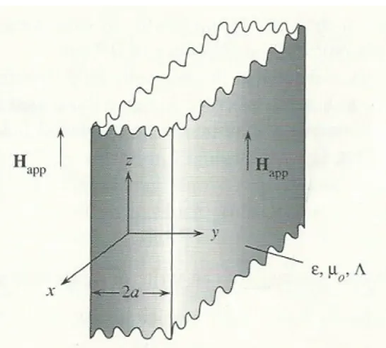 Figura 1.2: Barra conduttrice perfetta di lunghezza infinita e spessore finito