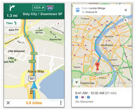 Figura 1.2: Alcune schermate dell’applicazione Google Maps per dispositivi mobili