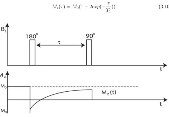 Figura 3.2: Schema della Sequenza di Inversion Recovery per la misura del tempo di rilassamento T 1 .