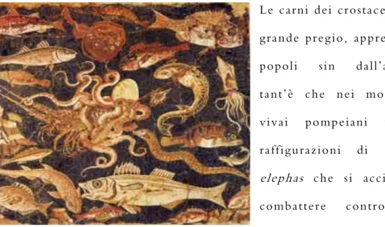 Figura 4. Particolare di Palinurus elephas in una raffigurazione nei  mosaici dei vivai Pompeiani.