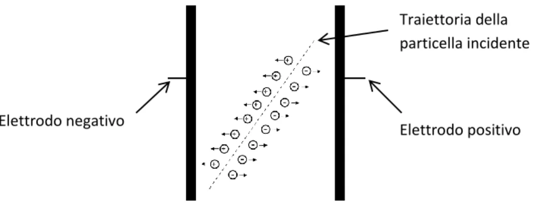 Figura 2.1: Schema esemplificativo di un rivelatore a gas Elettrodo negativo 