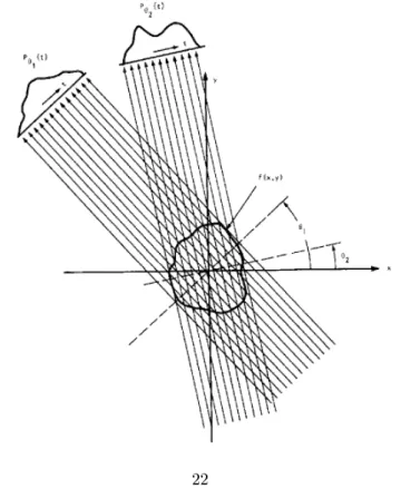 Figura 4.1: Esempi di proiezioni parallele della funzione f(x, y) per due diversi angoli.