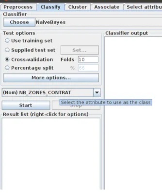 Figure 5.5: The possible options for the dataset on the classification tab