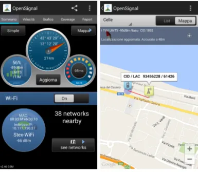 Figura 1.2: screenshot dell'applicazione openSignal su dispositivo Android