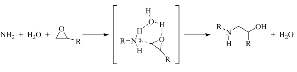 Figura 7: Formazione di reticolazioni tra ammine polifunzionali e gruppi epossidici 
