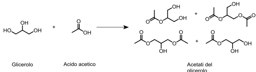 Fig. 1.9 Principali vie di sintesi del glicerol carbonato Fig. 1.8 Acetali ottenibili dall’esterificazione del glicerolo con acido acetico