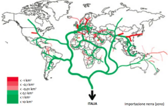 Figura 11 - Flussi di importazione netta (import-export) dell’Italia nel 2010 34