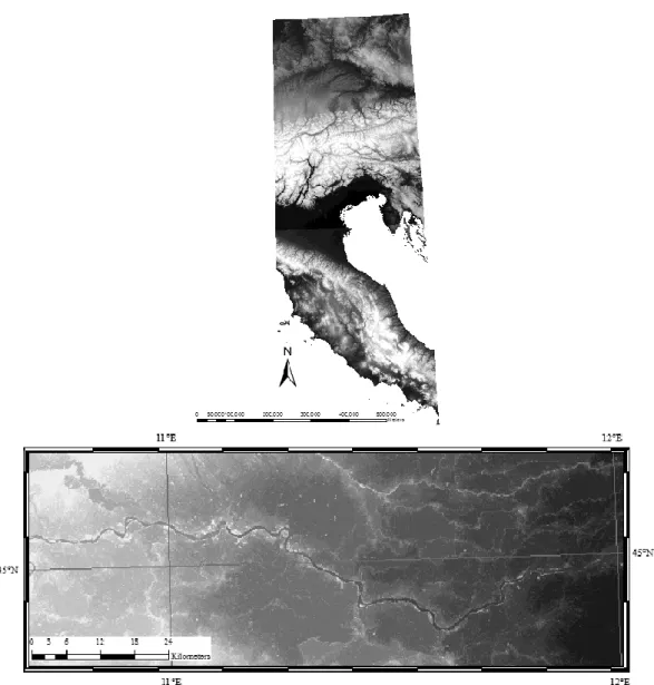 Figura 3.2 USGS (2006), Shuttle Radar Topography Mission, 3 Arc Second scene SRTM_39_03,  SRTM_39_04, Finished-B Filled, Global Land Cover Facility, University of Maryland, College  Park, Maryland, February 2000
