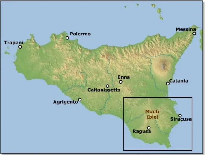 Fig. 1. Inquadramento regionale dell’ avampaese Ibleo.