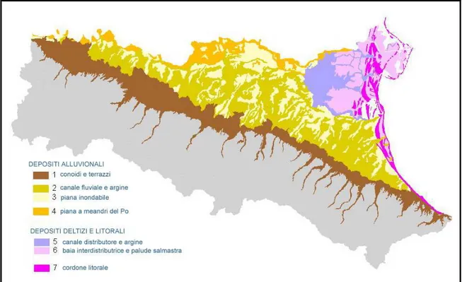 FIG. 11 Mappa deposizionale Emilia Romagna (ISPRA- Servizio Geologico E-R.) 