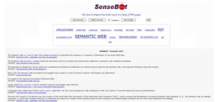 Figura 3.2 - Interfaccia di risultati di ricerca di SenseBot 