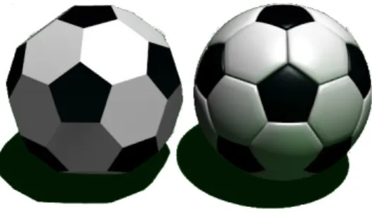 Figura 3.11: Possiamo notare come il pallone da calcio sia un icosaedro troncato, cioè aettato in corrispondenza dei 12 vertici a cinque facce