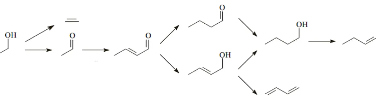 Figura 1.13. Meccanismo di conversione di etanolo su ossidi misti Mg/Al/O.